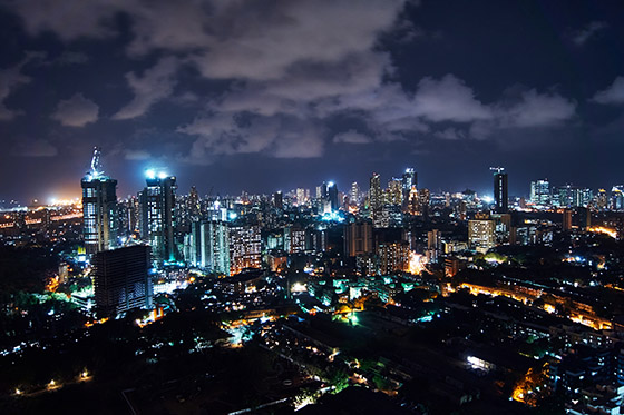 Mumbai at night - photo by Vidur Malhotra