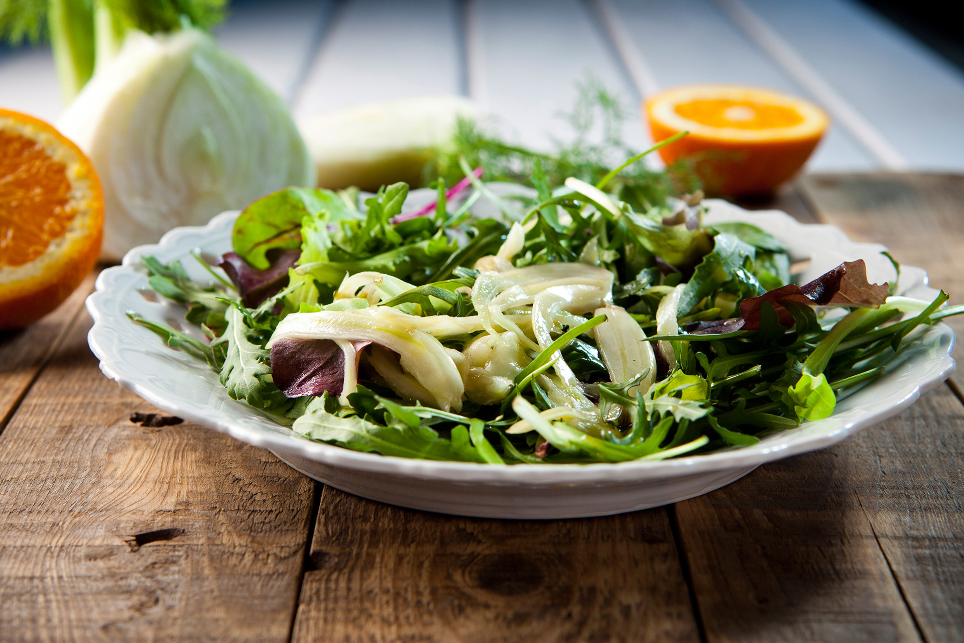 Fennel salad with basil and orange dressing